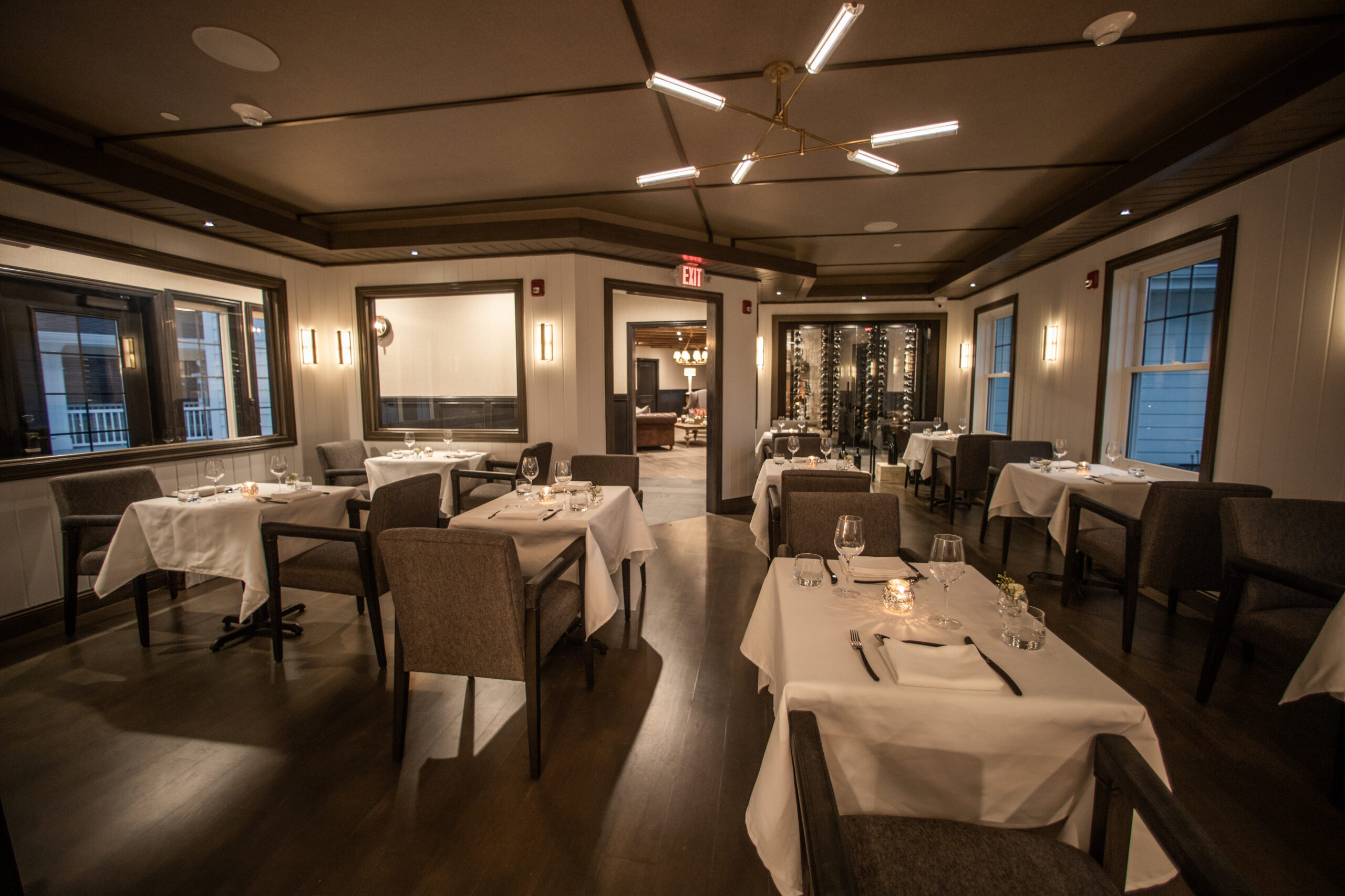 The private dining room set for dinner at Opus