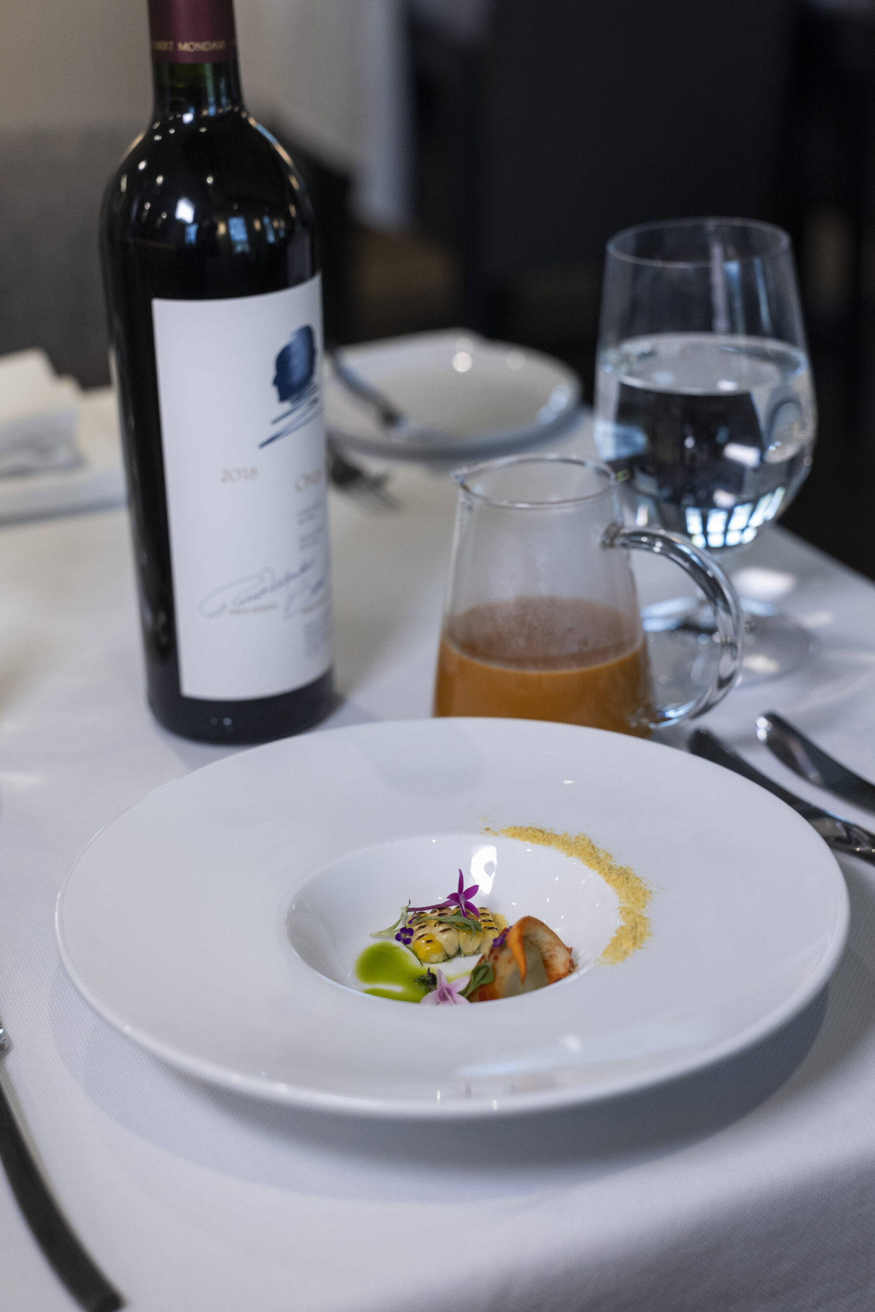 Wine paired with an Opus tasting-menu course