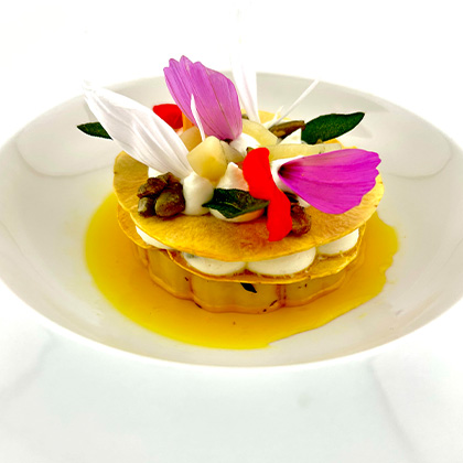 A squash course, plated