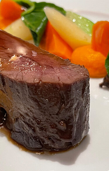 Marinated Sirloin Bavette Steak, Carrots, Black Garlic, And Homemade Ketchup